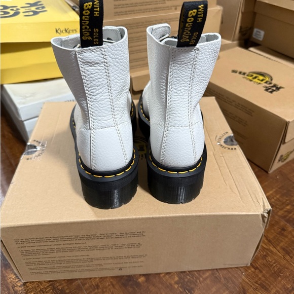 Dr. Martens Sinclair White Milled Nappa Combat Moto Boots - Picture 4 of 7